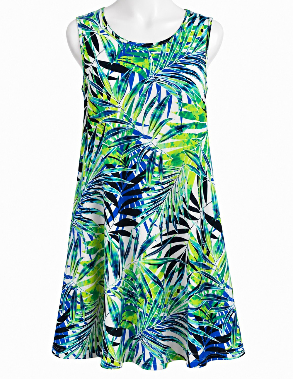 Apt. 9 Dress Womens Size L Multicolor Tropical Sleeveless Round Neck A-Line